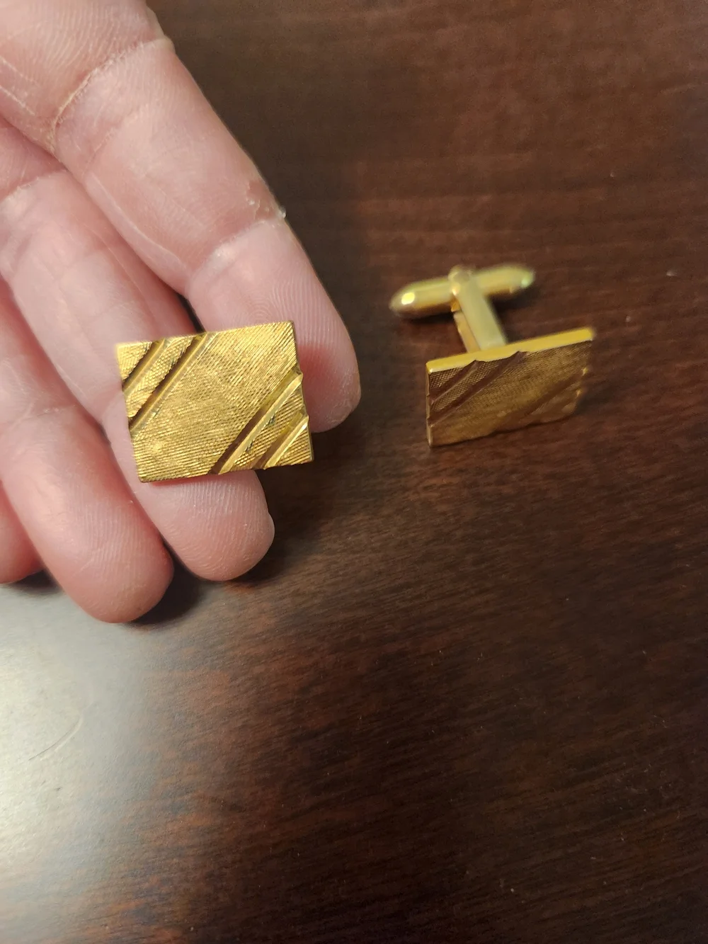 Gold-Tone Textured Square Cufflinks - Men's Accessories